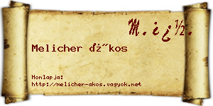Melicher Ákos névjegykártya