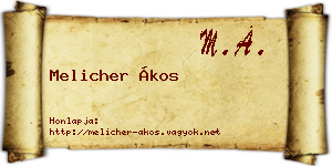 Melicher Ákos névjegykártya